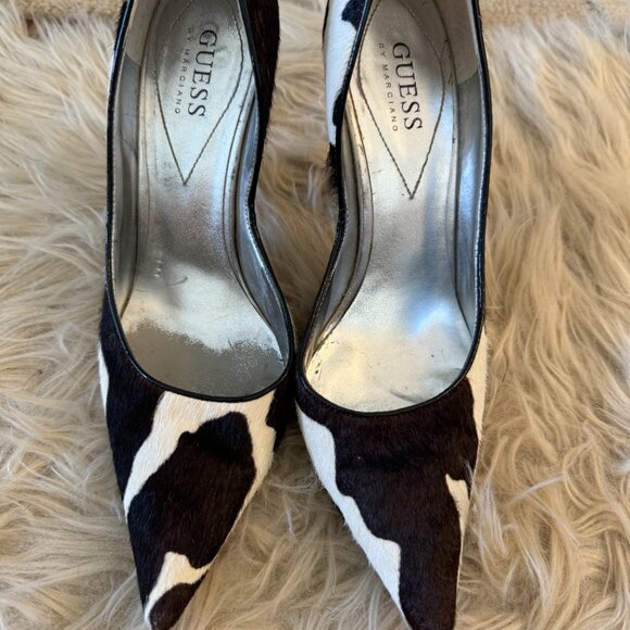 Guess by Marciano stylish faux cow print fur inspired stiletto high heels - Picture 2 of 16